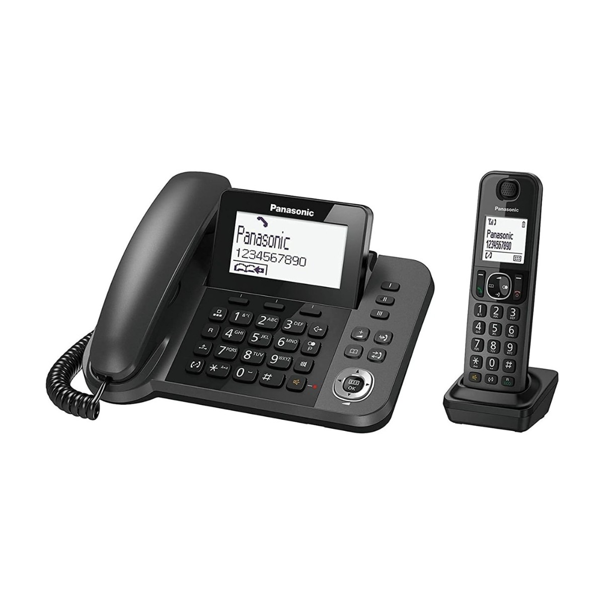  Panasonic Digital Corded and Cordless Phone with Handset, KX-TGF310 - Black