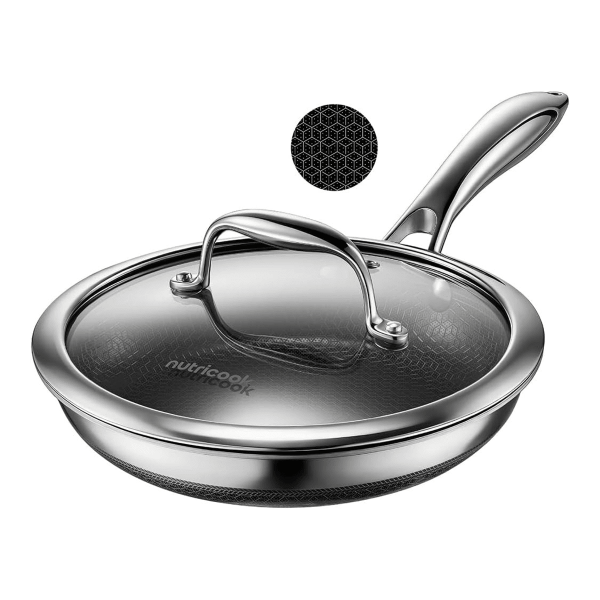 Buy Nutricook Eterna Tri-Ply Fry Pan with Lid 24cm, Stainless Steel - FP-TPC240 online Buy Nutricook Eterna Tri-Ply Fry Pan with Lid 24cm, Stainless Steel - FP-TPC240 online