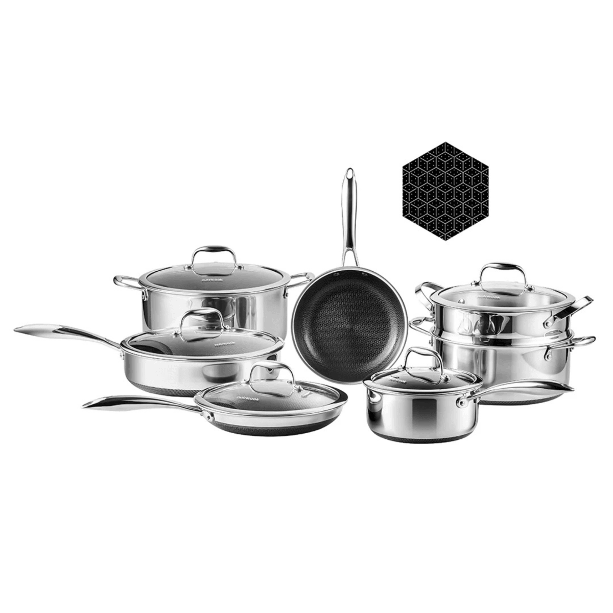 Buy Nutricook Eterna Family Set 12pc, 20cm Frypan, 24CM Frypan with LID, 28cm Deep Pan with LID, 20/24/28cm Casserole with LID, 24cm Steamer Basket - ETH510 online Buy Nutricook Eterna Family Set 12pc, 20cm Frypan, 24CM Frypan with LID, 28cm Deep Pan with LID, 20/24/28cm Casserole with LID, 24cm Steamer Basket - ETH510 online