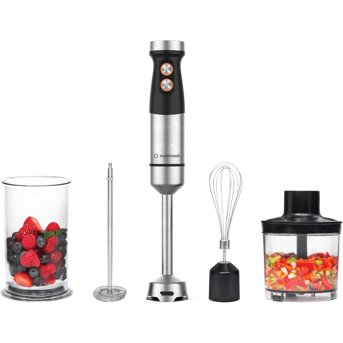 Buy Nutricook Hand Blender 1200W with 500mL Chopper and 700mL Beaker - HB100ME online Buy Nutricook Hand Blender 1200W with 500mL Chopper and 700mL Beaker - HB100ME online